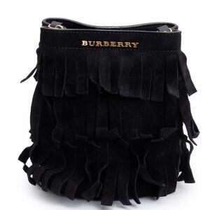 BURBERRY PROSUM BLACK SUEDE FRINGE CROSSBODY BAG